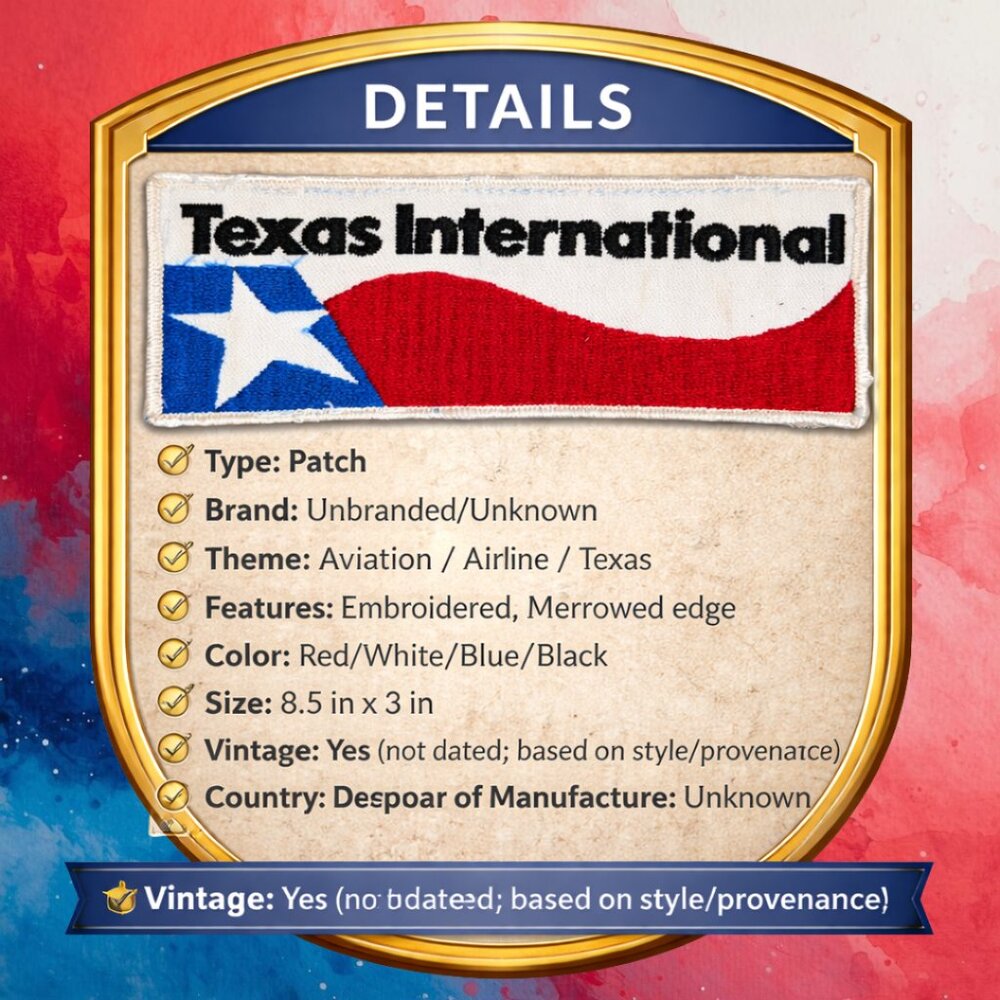Texas International Embroidered Sew-On Patch 8.5x3 Texas Flag (Employee Lot)